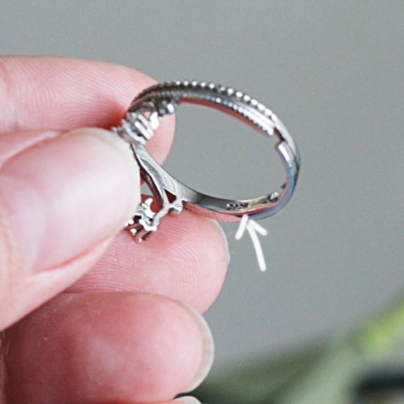 Sterling Silver Genuine Moonstone Tiara Crown Ring - Picture 6 of 6